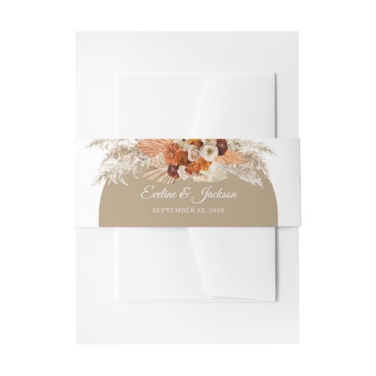 Oranje vuurbloemen rozen terracotta uitnodigingen wikkel (Voorkant Voorbeeld)