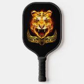 Oranje vuurgevechten tijgerkat pickleball paddle (Voorkant)