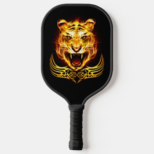 Oranje vuurgevechten tijgerkat pickleball paddle (Achterkant)