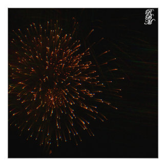 Oranje vuurwerk foto afdruk