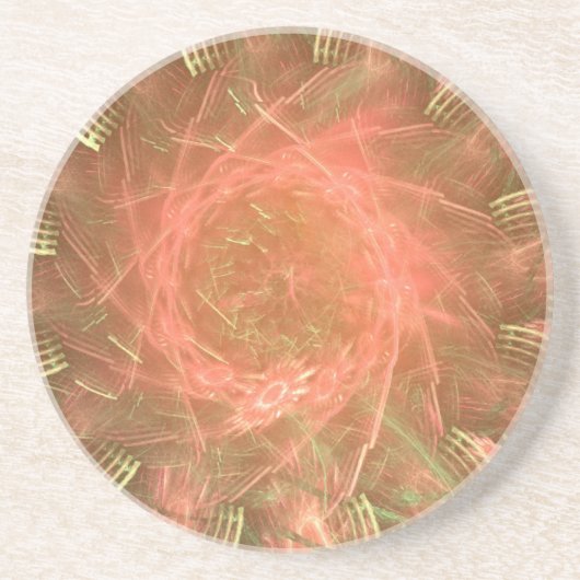 Oranje vuurwerkwiel zandsteen onderzetter (Voorkant)