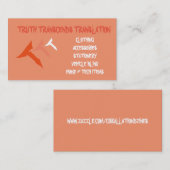 Oranje waarheidsbiz-kaart visitekaartje (Voorkant / Achterkant)