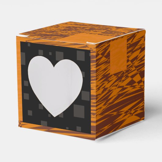 Oranje waarschuwingsbericht abstracte zwarte doos bedankdoosjes (Voorkant Zijde)