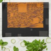 Oranje waarschuwingsbericht abstracte zwarte doos  theedoek (Gevouwen)