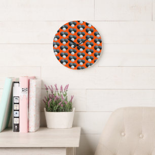Oranje wandelbalken, wandklok