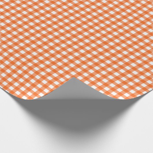 Oranje | Wappapier van witte gingham Cadeaupapier (Hoek)