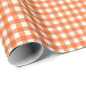 Oranje | Wappapier van witte gingham Cadeaupapier (Rol Hoek)
