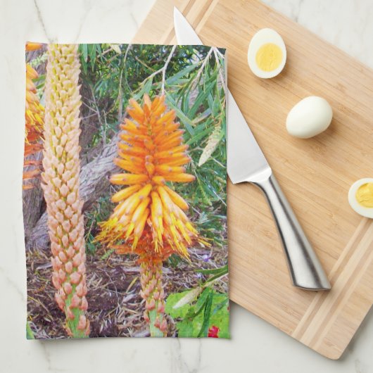 Oranje warme drijvers, theedoek (Quarter Fold)