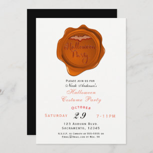 Oranje waszegel Halloween Costume Party Kaart