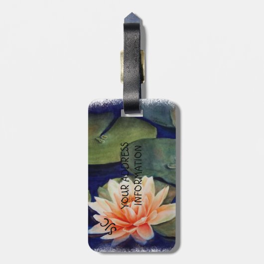 ORANJE WATER LILY PERSONALIZED BAGAGELABEL (Achterkant verticaal)