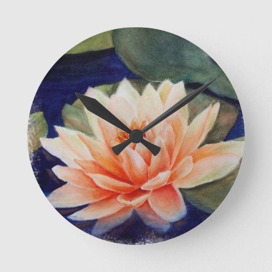 ORANJE WATER LILY WALL CLOCK RONDE KLOK (Voorkant)