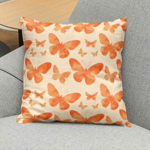 Oranje Watercolor Vlinders  Kussen