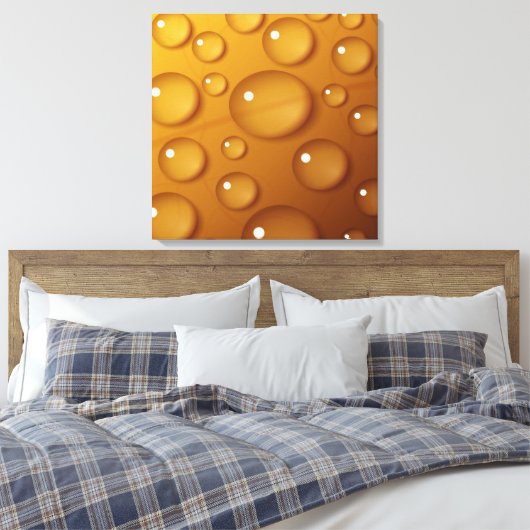 Oranje waterdruppelstructuur canvas afdruk (Insitu (Slaapkamer))