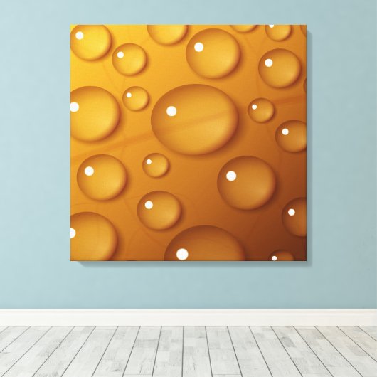 Oranje waterdruppelstructuur canvas afdruk (Insitu (Houten vloer))