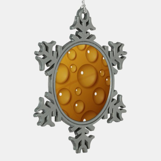 Oranje waterdruppelstructuur tin sneeuwvlok ornament (Links)