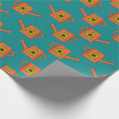 Oranje Watering Can met Zonnebloem Cadeaupapier (Hoek)