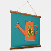Oranje Watering Can met Zonnebloem Hangend Wandkleed (Gebogen)