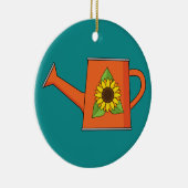 Oranje Watering Can met Zonnebloem Keramisch Ornament (Rechts)