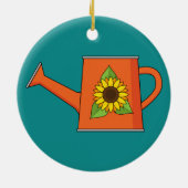 Oranje Watering Can met Zonnebloem Keramisch Ornament (Achterkant)