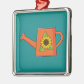 Oranje Watering Can met Zonnebloem Metalen Ornament (Links)