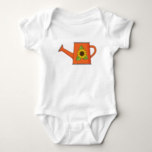 Oranje Watering Can met Zonnebloem Romper (Voorkant)