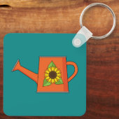 Oranje Watering Can met Zonnebloem Sleutelhanger (Achterkant)