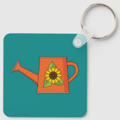 Oranje Watering Can met Zonnebloem Sleutelhanger (Achterkant)