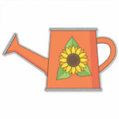 Oranje Watering Can met Zonnebloem Sticker (Voorkant)