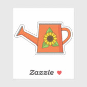 Oranje Watering Can met Zonnebloem Sticker (Vel)