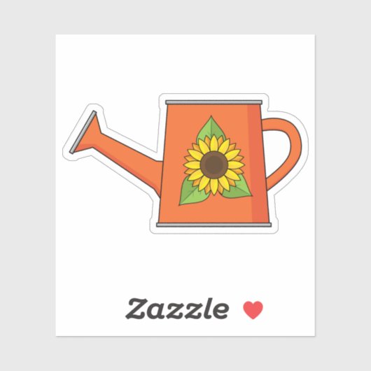 Oranje Watering Can met Zonnebloem Sticker (Vel)
