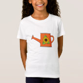Oranje Watering Can met Zonnebloem T-shirt (Voorkant)