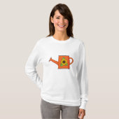 Oranje Watering Can met Zonnebloem T-shirt (Voorkant volledig)