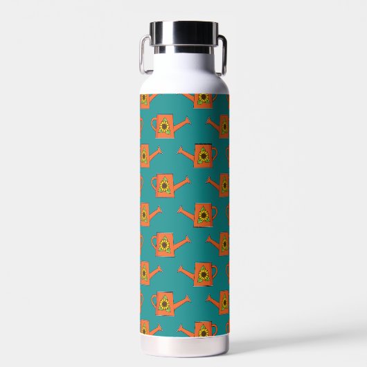 Oranje Watering Can met Zonnebloem Waterfles (Voorkant)