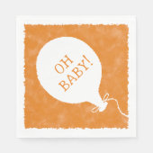 Oranje Waterverf aangepaste tekst Baby shower Oh B Servet (Voorkant)