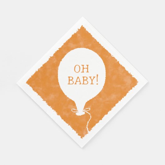 Oranje Waterverf aangepaste tekst Baby shower Oh B Servet (Hoek)
