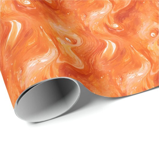 Oranje Waterverf Abstract Cadeaupapier (Rol Hoek)