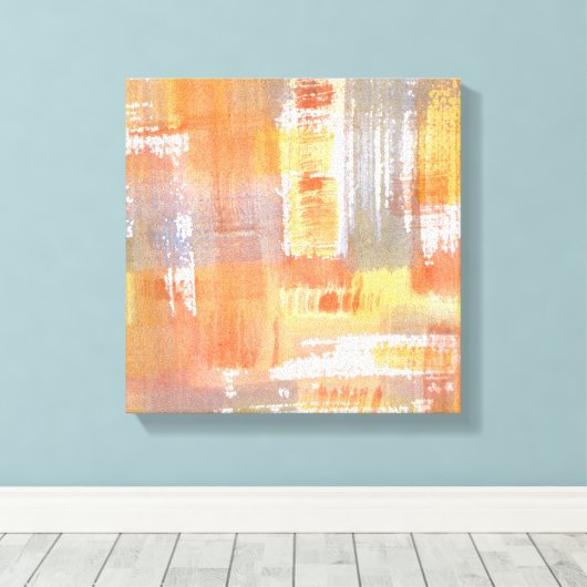 Oranje Waterverf Abstract Canvas Afdruk (Insitu (Houten vloer))