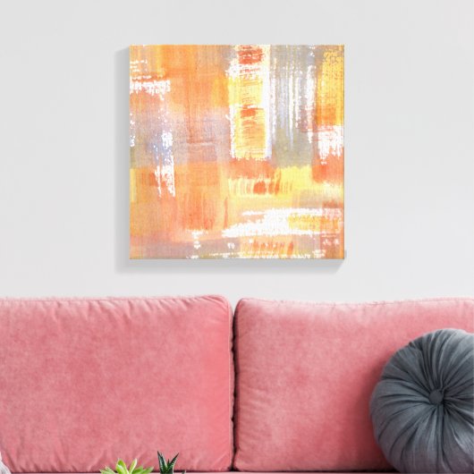 Oranje Waterverf Abstract Canvas Afdruk (Insitu (Woonkamer))