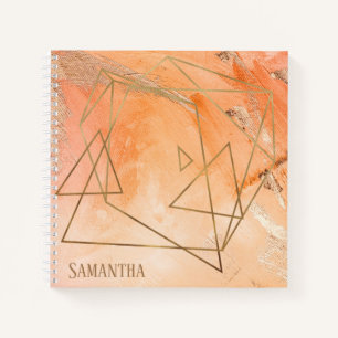 Oranje Waterverf Abstracte benaming Typografie Notitieboek