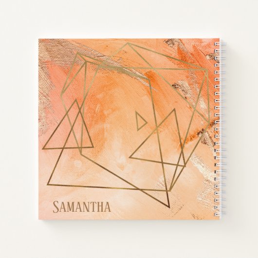 Oranje Waterverf Abstracte benaming Typografie Notitieboek (Achterkant)