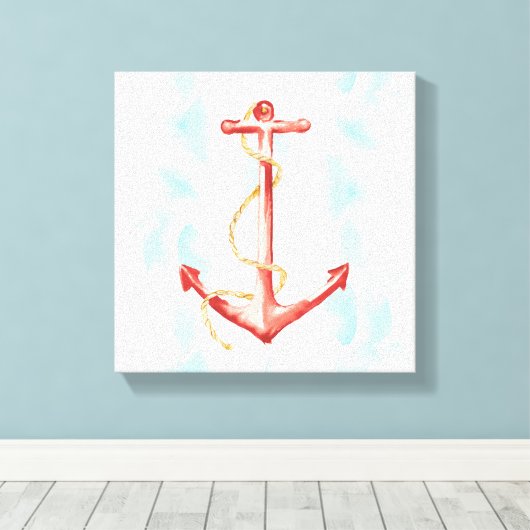 Oranje Waterverf Anchor Canvas Afdruk (Insitu (Houten vloer))