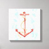 Oranje Waterverf Anchor Canvas Afdruk (Voorkant)
