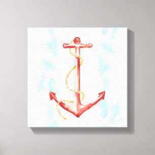 Oranje Waterverf Anchor Canvas Afdruk