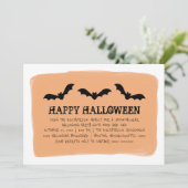 Oranje Waterverf Bats Halloween Party nodigt uit Kaart (Staand voorkant)