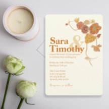 Oranje Waterverf bloeit bruiloft uitnodigingen