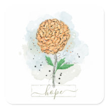 Oranje Waterverf Bloem Hoop Vierkant Sticker