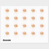  Oranje Waterverf Bloemen Aangepast Ronde Sticker (Vel)