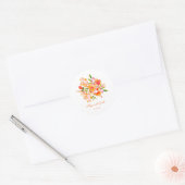  Oranje Waterverf Bloemen Aangepast Ronde Sticker (Envelop)