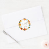 Oranje Waterverf bloemen Aangepast Vrijgezellenfee Ronde Sticker (Envelop)