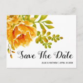 Oranje waterverf bloemen bruiloft Save the Date Aankondigingskaart (Voorkant)